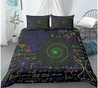 3D Printed Mathematical Formulas Single Duvet Cover Set 3 Piece Microfibre Bedding Set Modern Style Quilt Cover 150x200 cm with 2 Pillowcases 50x75 cm and Zipper Closure j.1005