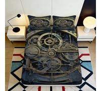 3D Printed Mechanical Gear Fitted Sheet Microfiber Soft Durable Steampunk Style Bed Cover for Bedroom Dormitory Guest Room Mattress Protection 120x200x25cm