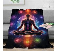 3D Printed meditation glow Couch Blanket Microfiber Ultra Soft Warm Bedding spiritual energy art Cozy Throw Blanket Wrinkle Resistant Anti Static for Adults Kids Families 50x60inch(127x152cm)
