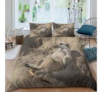 3D Printed Meerkat Duvet Cover, Microfiber Bedding Cover Hidden Zipper for