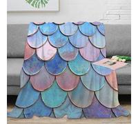 3D Printed mermaid scales All Season Blanket Microfiber Warm Soft Bedding Lightweight iridescent fantasy design Sofa Throw Compact Portable for Travellers Campers Families 50x60inch(127x152cm)