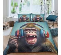 3D Printed Microfiber Monkey With Comforter Cover Set Breathable Bedding Sets with Pillowcases Digital Art Quilt Cover All Season Easy Care Soft for Teens Adults Super king（260x220cm）