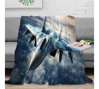 3D Printed military jet fighter Bed Blanket Microfiber Ultra Warm Thermal Bedding Soft high altitude aerial Cosy Throw Machine Washable No Shedding for Men Women Kids Households 50x60inch(127x152cm)