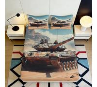 3D Printed Military Tank Fitted Sheet Microfiber Soft Breathable Battle Desert Bed Cover for Bedroom Decor 90x200x25cm