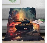 3D Printed Military tank scene Nap Blanket Microfiber Soft Warm Bedding Breathable Urban warfare art Bedding Throw Non Pilling Fade Resistant for Homeowners Renters Families 50x60inch(127x152cm)