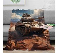 3D Printed Military tank Travel Blanket Microfiber Warm Soft Bedding Lightweight Desert warfare scene Bedding Throw Heartfelt Gift for Colleagues Friends Loved Ones 50x60inch(127x152cm)