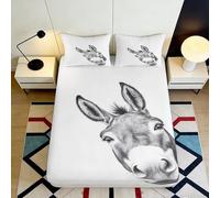 3D Printed Milk Breakfast Fitted Sheet Microfiber Non Slip Easy Wash Bedroom Decor Cartoon Animal Bed Cover for All Ages 90x200x25cm