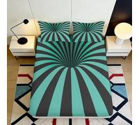 3D Printed Minimal Spiral Fitted Sheet Microfiber Bedroom Bedding Non-Slip Deep Pocket Spiral Mattress Fitted Cover for Adults Full Wrap 90x200x25cm