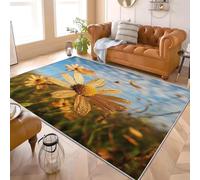 3D Printed Modern Cosy Non Shedding Rugs Pastoral Style Flowers Daisies Home Decoration Bedroom Non-Slip Carpet 80x150 cm Blue Soft Flannel Area Rugs Easy Clean With Machine Washable Floor mat