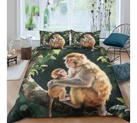 3D Printed Monkey Duvet Cover, Microfiber Bedding Cover Hidden Zipper for