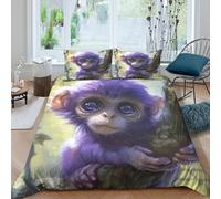 3D Printed Monkey Duvet Cover, Microfiber Comforter Cover Hidden Zipper for