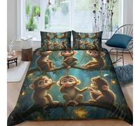 3D Printed Monkey Duvet Cover, Microfiber Comforter Cover Hidden Zipper for