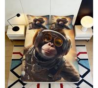 3D Printed Monkey Fitted Sheet, Microfiber Bed Cover, Non-slip Home