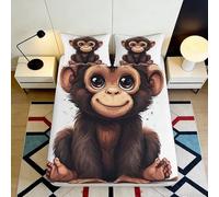 3D Printed Monkey Fitted Sheet, Microfiber Bed Cover, non-slip home decor