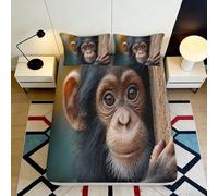 3D Printed Monkey Fitted Sheet, Microfiber Bed Cover, Non-slip Home Decor