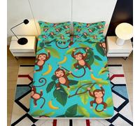 3D Printed Monkey Fitted Sheet, Microfiber Bed Cover, non-slip home decor