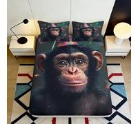 3D Printed Monkey Fitted Sheet, Microfiber, Bed Cover, Non-slip, Home Decor