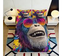 3D Printed Monkey Fitted Sheet, Microfiber Bed Cover, Non-slip, Home Decor