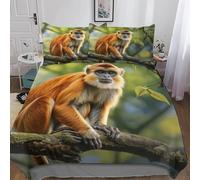 3D Printed Monkey Orangutan Super King Size Duvet Cover Sets Wild Animals Bedding Set 3 Piece Microfiber Quilt Cover 260x220 cm with Zipper Closure und 2 Pillowcases for Bedroom Decor A/2868