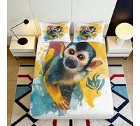 3D Printed Monkey Pattern Fitted Sheet, Microfiber Bed Cover Non-slip Home