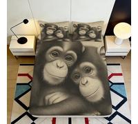 3D Printed Monkey Pattern Fitted Sheet, Microfiber Bed Cover, non-slip home