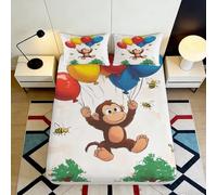 3D Printed Monkey Pattern Fitted Sheet, Microfiber Bed Cover, non-slip home