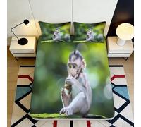 3D Printed Monkey Pattern Fitted Sheet Microfiber Deep Pocket Non-Slip Monkey Mattress Fitted Cover for Bedroom Home Bedding 90x200x25cm
