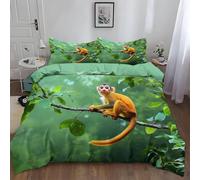 3D Printed Monkey Super King Size Duvet Cover Sets Tropical Jungle Bedding Set 3 Piece Microfiber Quilt Cover 260x220 cm with Zipper Closure und 2 Pillowcases for Bedroom Decor A/2634