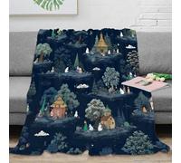 3D Printed Moomin characters Travel Blanket Microfiber Soft Cosy Bedding Warm whimsical forest scene Fluffy Blanket Machine Washable No Shedding for Couples Families Guests 50x60inch(127x152cm)
