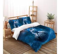 3D Printed Moon And Astronaut Duvet Cover Star Galactic Bedding Set 3Pcs Soft Microfiber with Pillowcases,Hidden Zipper for Kid Teens Double（200x200cm） Room Decor