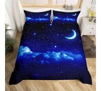3D Printed Moon and Stars Single Bed Duvet Cover Set For Kids Teens Starry Sky Theme Bedding Set The Ultra-Soft 3 Pieces includes 1 Quilt Covers 135x200 and 2 Pillowcases L.338