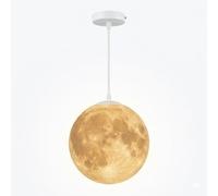3D Printed Moon Ceiling Pendant Light - 30cm Realistic Lunar Hanging Lamp, Adjustable Height LED Night Light for Kids Bedroom, Nursery, Living Room & Restaurant - E27 Base, Durable PLA Material