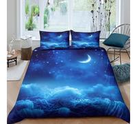 3D Printed Moon Duvet Cover, Microfiber Bedding Cover Hidden Zipper for
