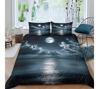 3D Printed Moon Duvet Cover, Microfiber Bedding Cover Hidden Zipper for