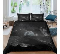 3D Printed Moon Duvet Cover, Microfiber Bedding Cover Hidden Zipper for