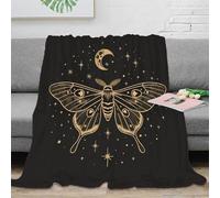 3D Printed Moon moth art Warm Blanket Microfiber Ultra Soft Thermal Bedding Vintage celestial design Cosy Throw Lightweight All Season for Homeowners Renters Adults Kids 40x50inch(100x130cm)