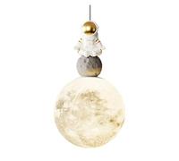 3D Printed Moon Pendant Light - LED Astronaut Ceiling Lamp for Kids Room, Modern Milk White Sphere Chandelier
