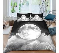 3D Printed Moon Quilt Cover, Microfiber Bedding Cover Hidden Zipper for