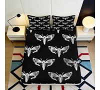 3D Printed Moth Pattern Fitted Sheet Microfiber Deep Pocket Non-Slip Bedroom Bedding Moth Mattress Fitted Cover Washable for Adults Teens 140x200x25cm