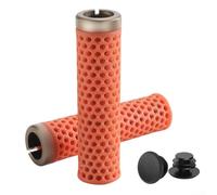 3D printed mountain bike grips with lock on system and shock absorption for enhanced grip and reduced vibrations on off road trails (kumquat)