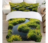 3D Printed Mountain Rivers Single Duvet Cover Set 3 Piece Microfibre Bedding Set Natural Scenery Quilt Cover 135x200 cm with 2 Pillowcases 50x75 cm and Zipper Closure l.1295