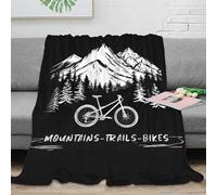 3D Printed MountainBikeDesign Couch Blanket Microfiber Ultra Soft Warm Bedding RetroAdventureStyle Cozy Throw Blanket Wrinkle Resistant Anti Static for Adults Kids Families 50x60inch(127x152cm)