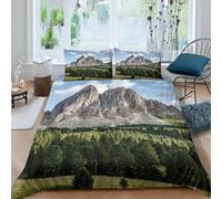 3D Printed Mountains Small Double Bedding Sets Soft Microfibre Natural Scenery 3 Piece Duvet Cover Set Quilt Cover 155x220 cm with Zipper Closure and 2 Pillowcases G.1929