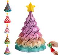 3D Printed Multicolor Christmas Tree Spiral Stacking Toy, 2026 New Christmas Tree Impossible Cone Sculpture Helix Nut Spiral Cone Fiddle Fidget Toy, Mini Vortex Thread Illusion Stress Anxiety Relief