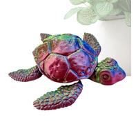 3D Printed Multicolor Sea Turtle Figurine - Flexible Multi Joint Movable Tortoise Ornament, Compact Creative Toy, Tabletop Desktop Sculpture | Home Decoration Bedroom Living Room Desk 11.5x9.7cm