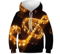 3D Printed Music Note Kids Teen Girl Boy Hoodies Sweatshirt Musical Symbol Tops Casual Long Sleeve Pullover Jumper with Pocket 9-11Y