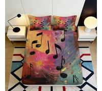 3D Printed Music Notes Fitted Sheet, Microfiber Bed Cover, non-slip, home