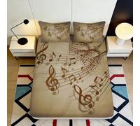 3D Printed Music Notes Fitted Sheet Microfiber Deep Pocket Bedroom Bedding Set Musical Mattress Fitted Cover Washable Elastic Hem 90x200x25cm