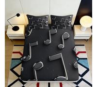 3D Printed Music Notes Fitted Sheet Microfiber Deep Pocket Non-Slip for Adults Bedroom Bedding Ensemble Musical Pattern Mattress Fitted Cover Full Wrap Washable 120x200x25cm