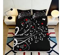 3D Printed Music Pattern Fitted Sheet Microfiber Elastic Hem Bedroom Bedding Set Musical Notes Mattress Fitted Cover Deep Pocket Washable 140x200x25cm